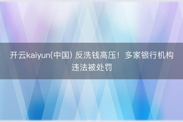 开云kaiyun(中国) 反洗钱高压！多家银行机构违法被处罚