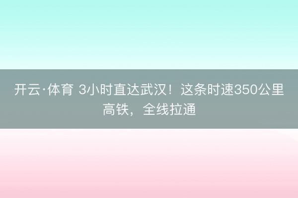 开云·体育 3小时直达武汉！这条时速350公里高铁，全线拉通