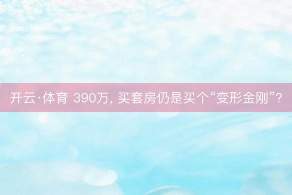 开云·体育 390万， 买套房仍是买个“变形金刚”?