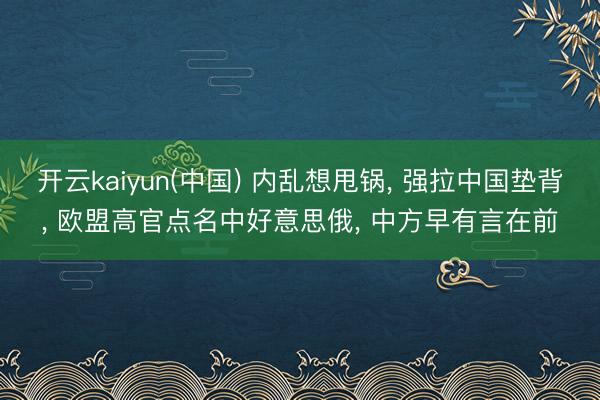 开云kaiyun(中国) 内乱想甩锅， 强拉中国垫背， 欧盟高官点名中好意思俄， 中方早有言在前
