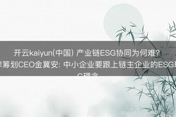 开云kaiyun(中国) 产业链ESG协同为何难? 绿岸筹划CEO金冀安: 中小企业要跟上链主企业的ESG理念