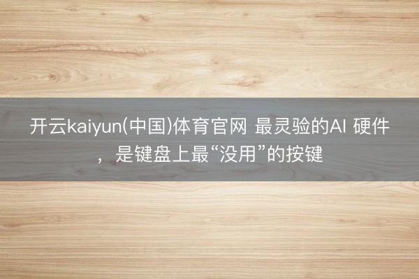 开云kaiyun(中国)体育官网 最灵验的AI 硬件，是键盘上最“没用”的按键