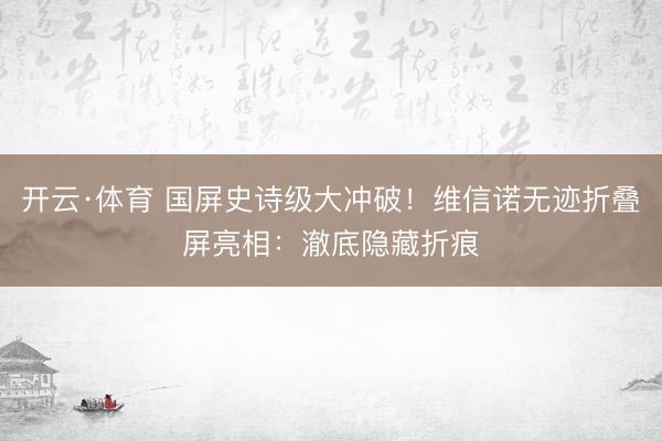 开云·体育 国屏史诗级大冲破！维信诺无迹折叠屏亮相：澈底隐藏折痕