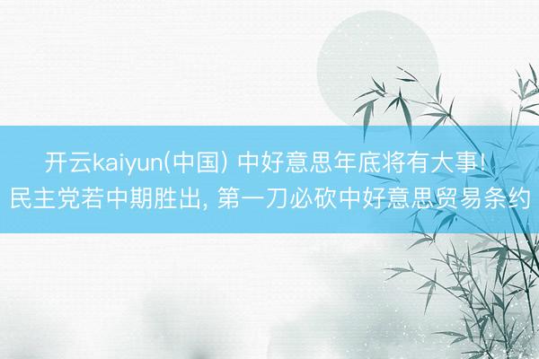 开云kaiyun(中国) 中好意思年底将有大事! 民主党若中期胜出， 第一刀必砍中好意思贸易条约