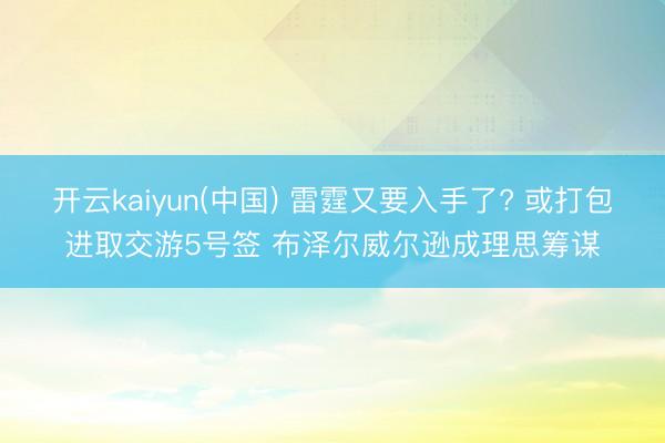开云kaiyun(中国) 雷霆又要入手了? 或打包进取交游5号签 布泽尔威尔逊成理思筹谋