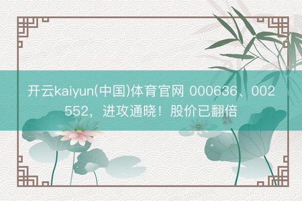 开云kaiyun(中国)体育官网 000636、002552，进攻通晓！股价已翻倍