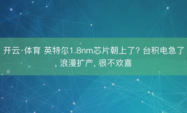 开云·体育 英特尔1.8nm芯片朝上了? 台积电急了, 浪漫扩产, 很不欢喜